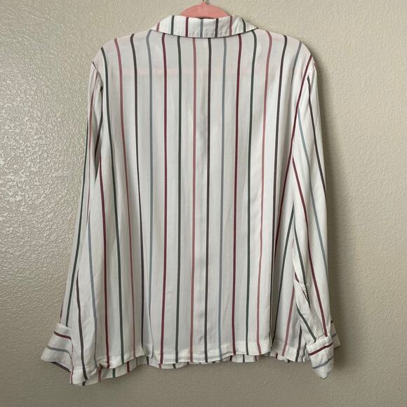 Cozy Earth Shirt Womens XL White Striped Pajama Top Long Sleeve Lounge Sleepwear - Picture 9 of 13
